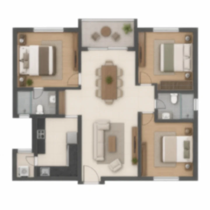 Vaswani Bagalur indicative apartment layout C, blurred artist's impression Vaswani Bagalur indicative apartment layout C, blurred artist's impression
